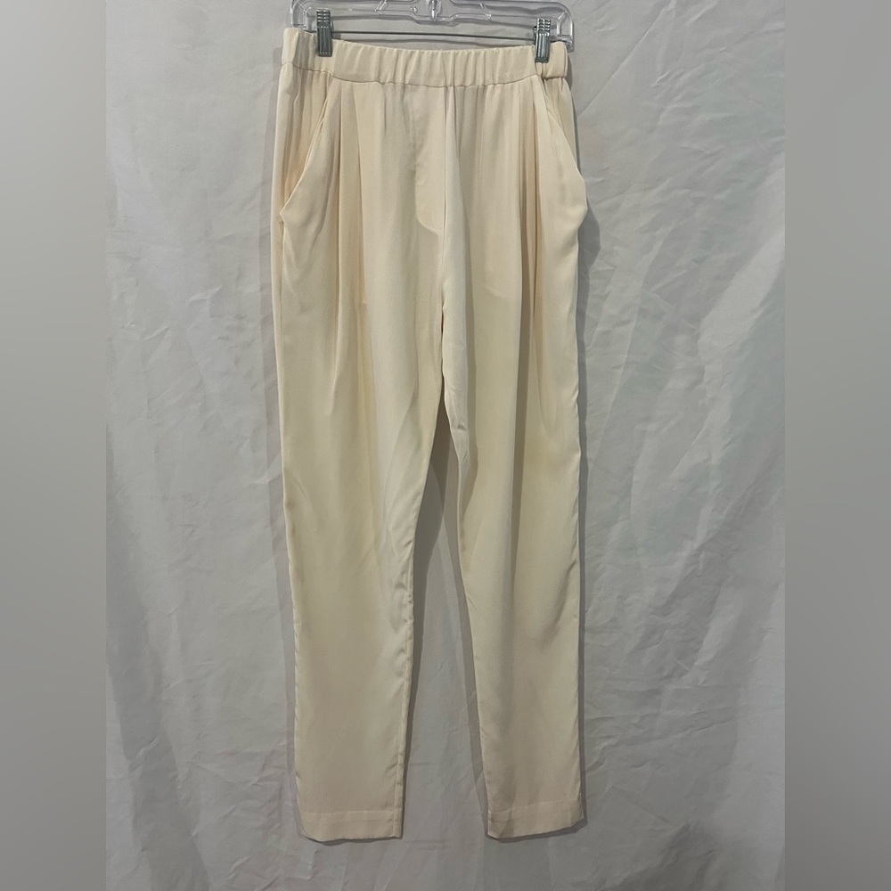 3.1 Phillip Lim 100% Silk Tapered Pull-On Pants Size 0 Ivory
